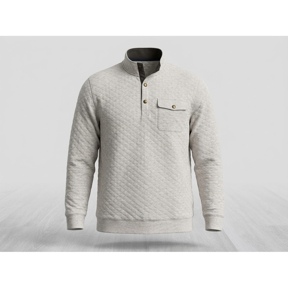 Goodfellow & Co Mens XXL Quilted Quarter Snap Pullover Oatmeal Comfort Wear